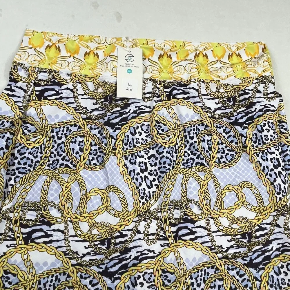Skort Obsession Chain Animal Print Skort Pull-On Stretch Shorts XXL Resized